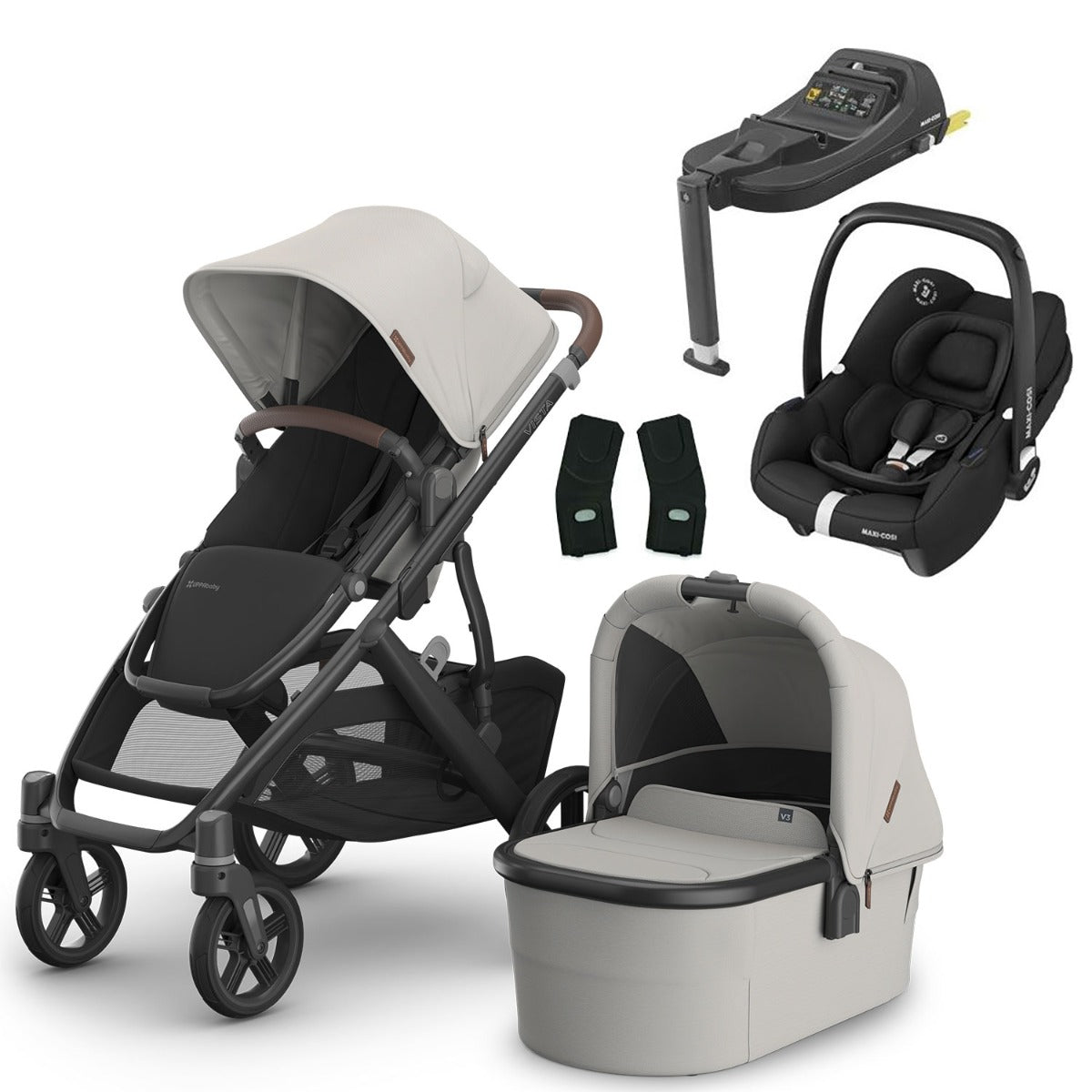 UPPAbaby VISTA V3 Luxury Maxi-Cosi Cabriofix i-Size Travel System Bundle - Savannah