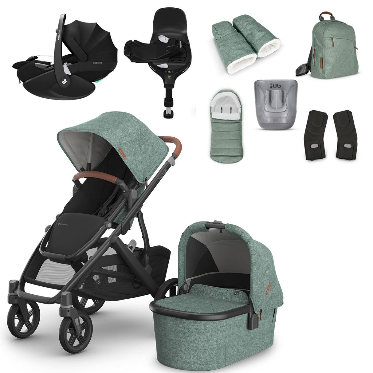 UPPAbaby VISTA V3 Luxury Maxi-Cosi Pebble 360 Pro2 i-Size Travel System Bundle - Gwen