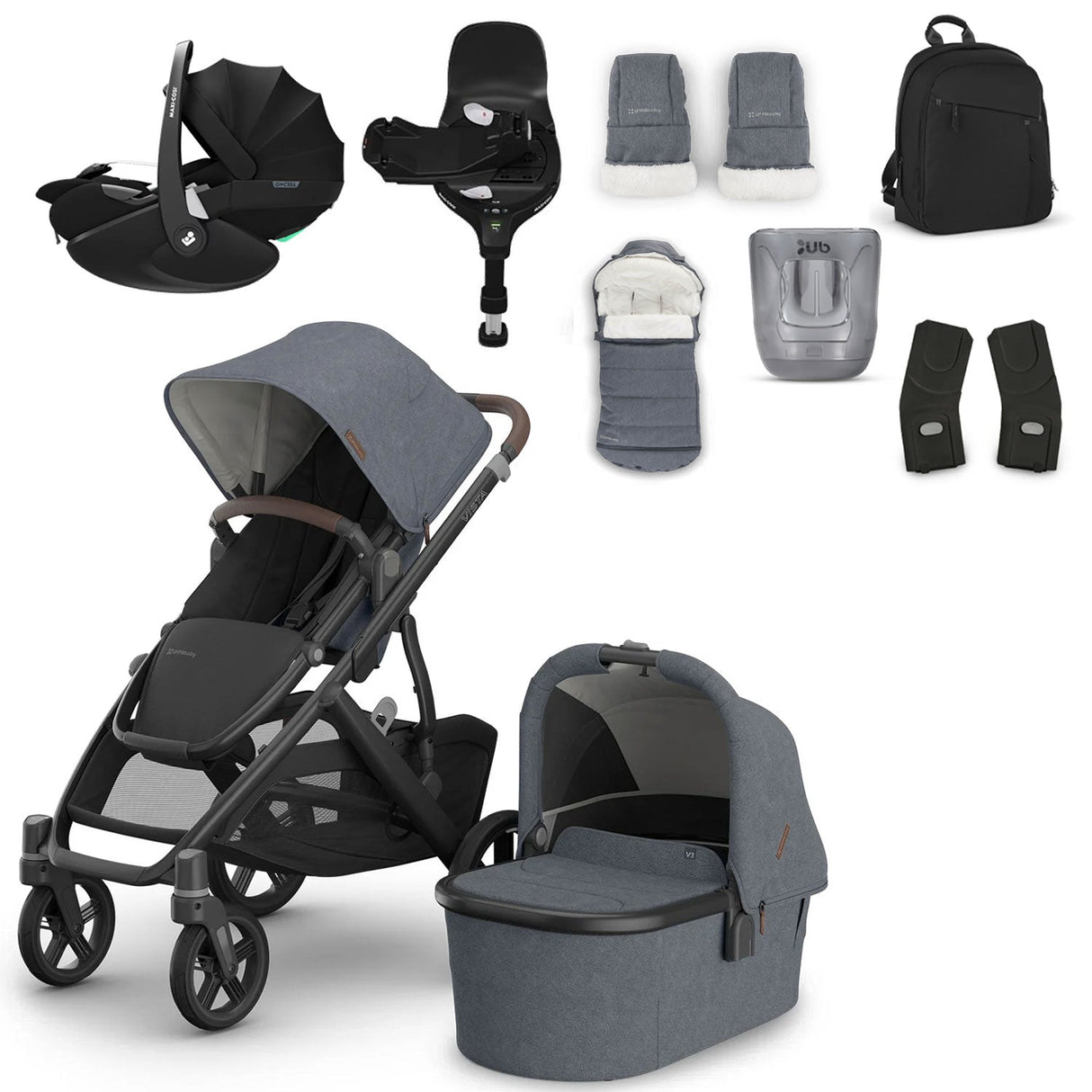 UPPAbaby VISTA V3 Luxury Maxi-Cosi Pebble 360 Pro2 i-Size Travel System Bundle - Julian