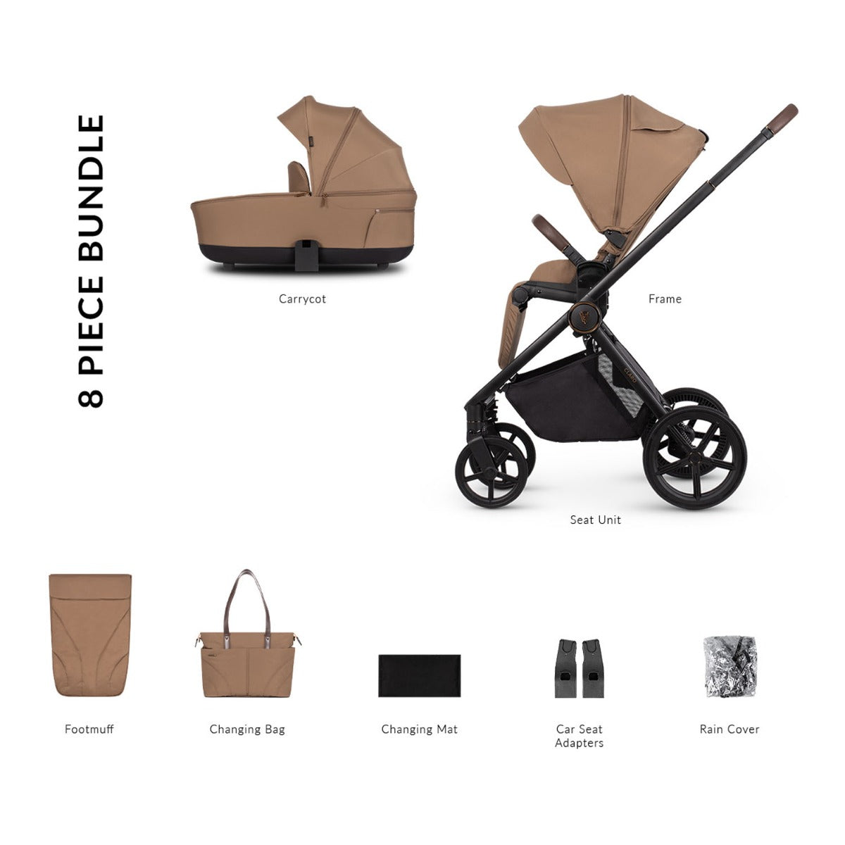 Venicci Claro 2-in-1 Travel System Bundle - Caramel