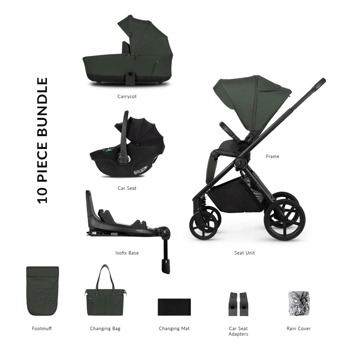 Venicci Claro Complete Travel System Bundle + 360 Isofix Base - Forest