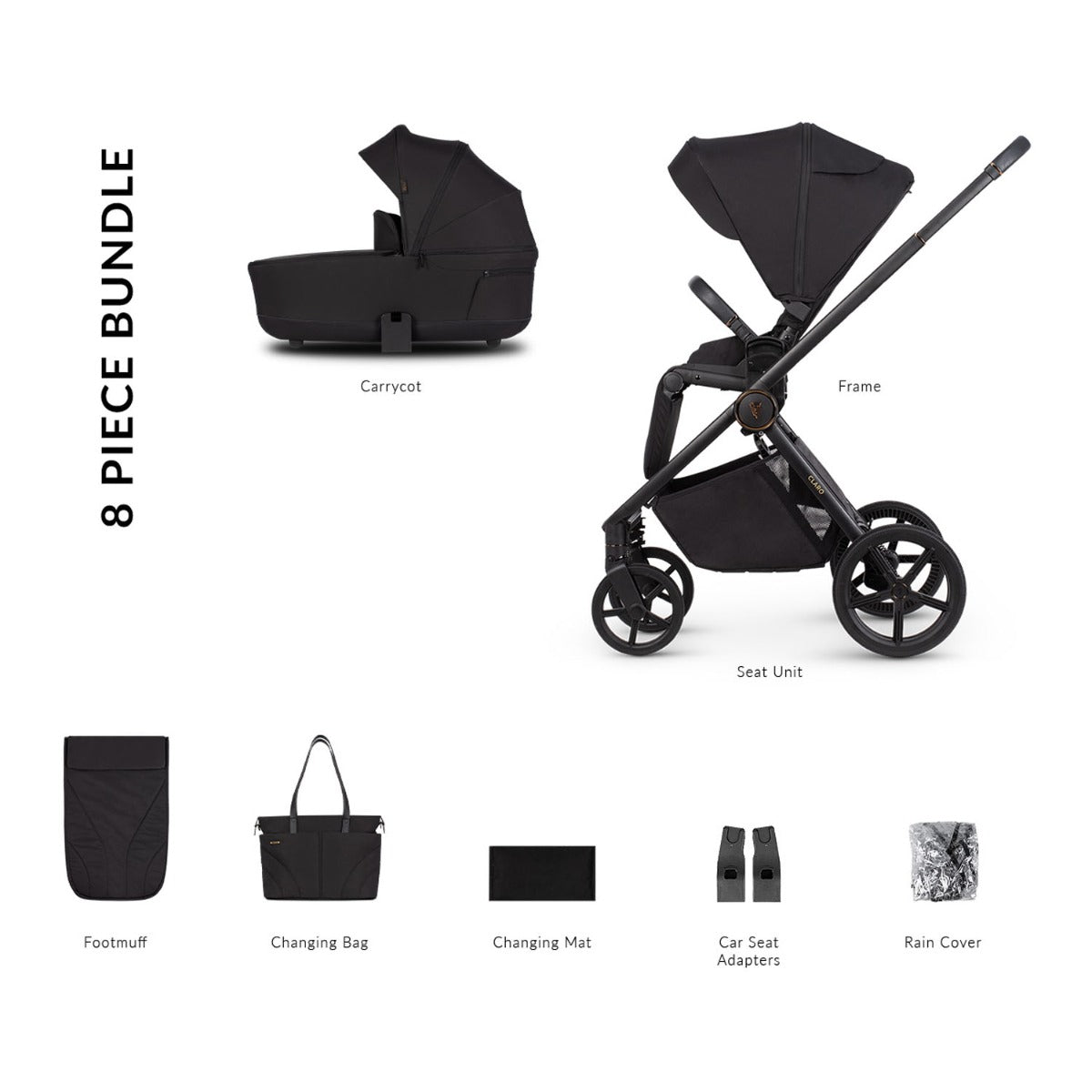 Venicci Claro 2-in-1 Travel System Bundle - Noir