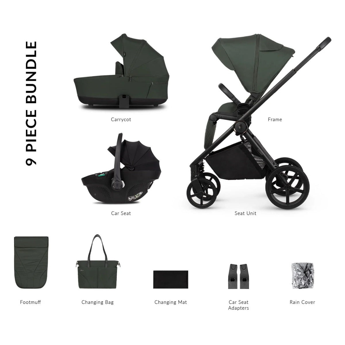 Venicci Claro 3-in-1 Travel System Bundle - Forest