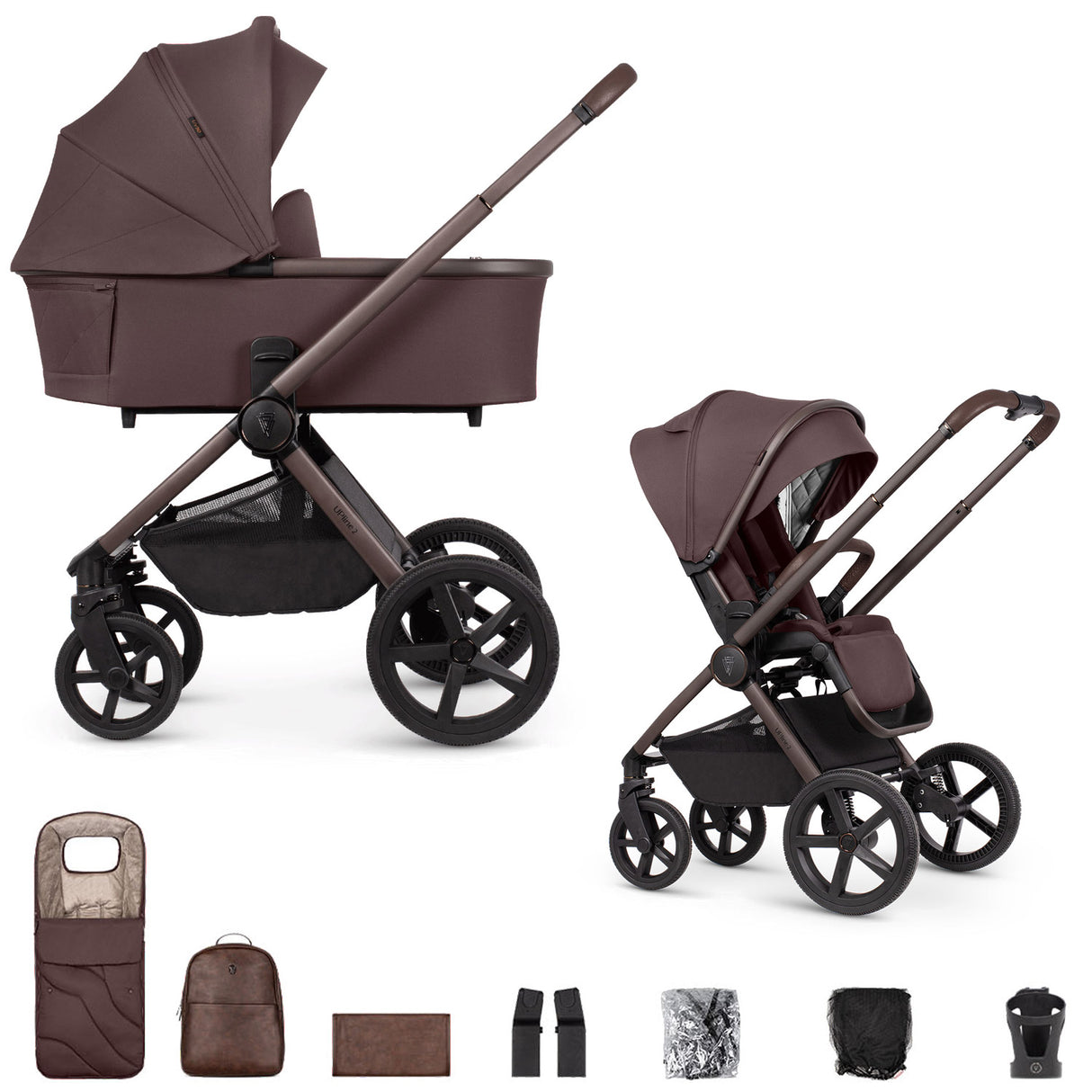 Venicci Upline 2 SE Pushchair & Carrycot 2-in-1 Bundle - Burgundy