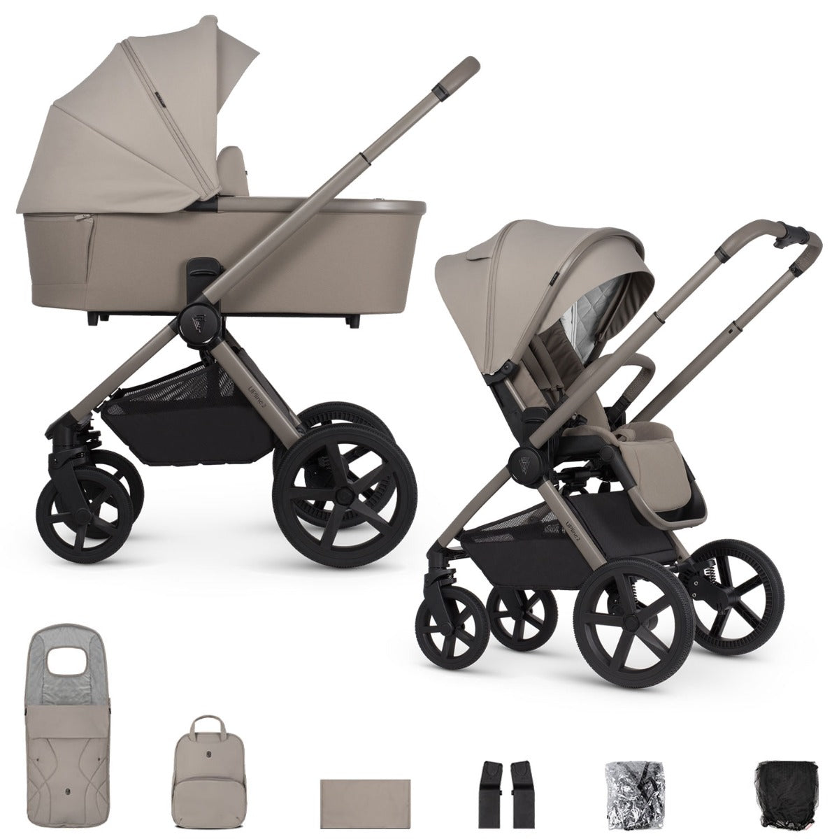 Venicci Upline 2 Pushchair & Carrycot 2-in-1 Bundle - Taupe