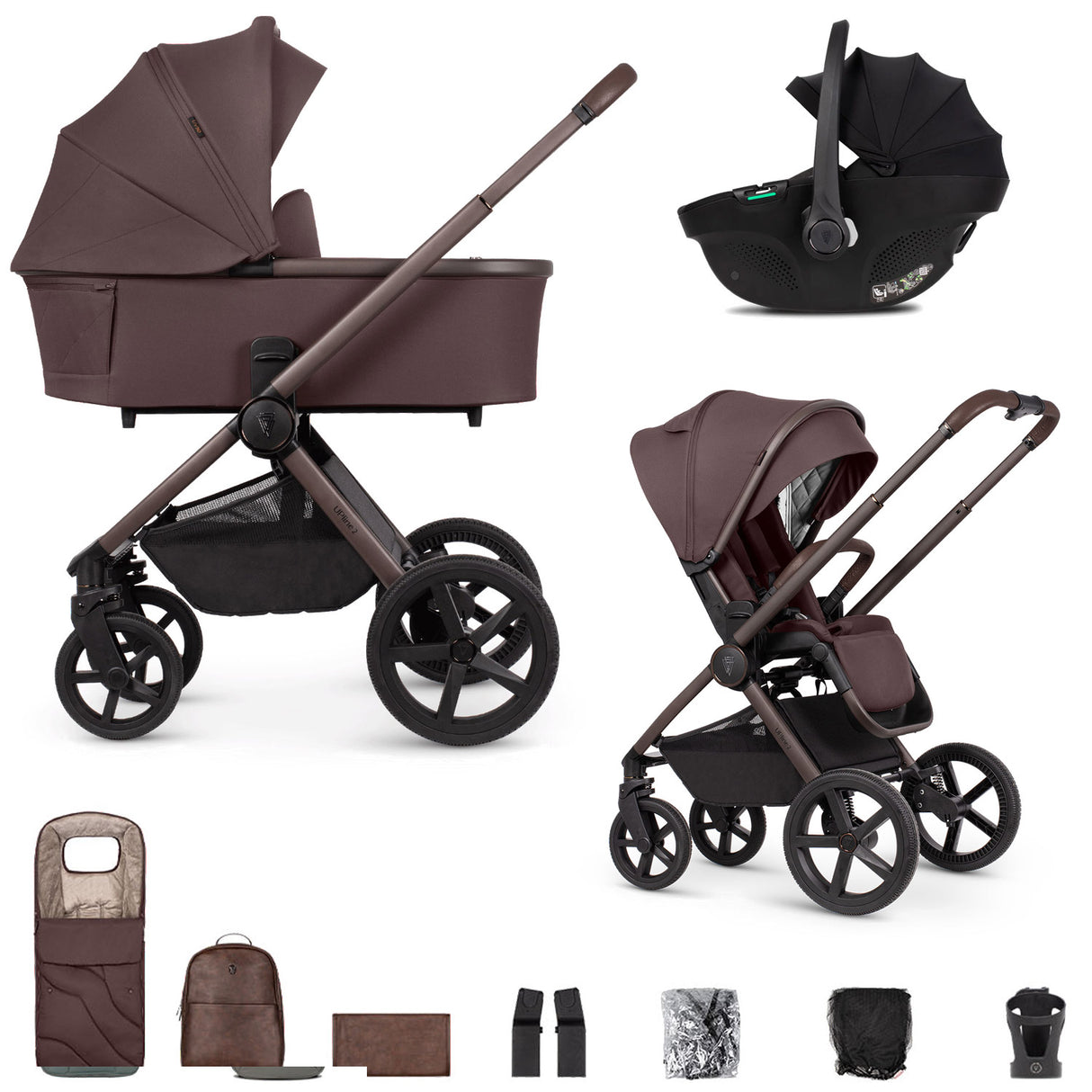 Venicci Upline 2 SE 3-in-1 Tiago Travel System Bundle - Burgundy