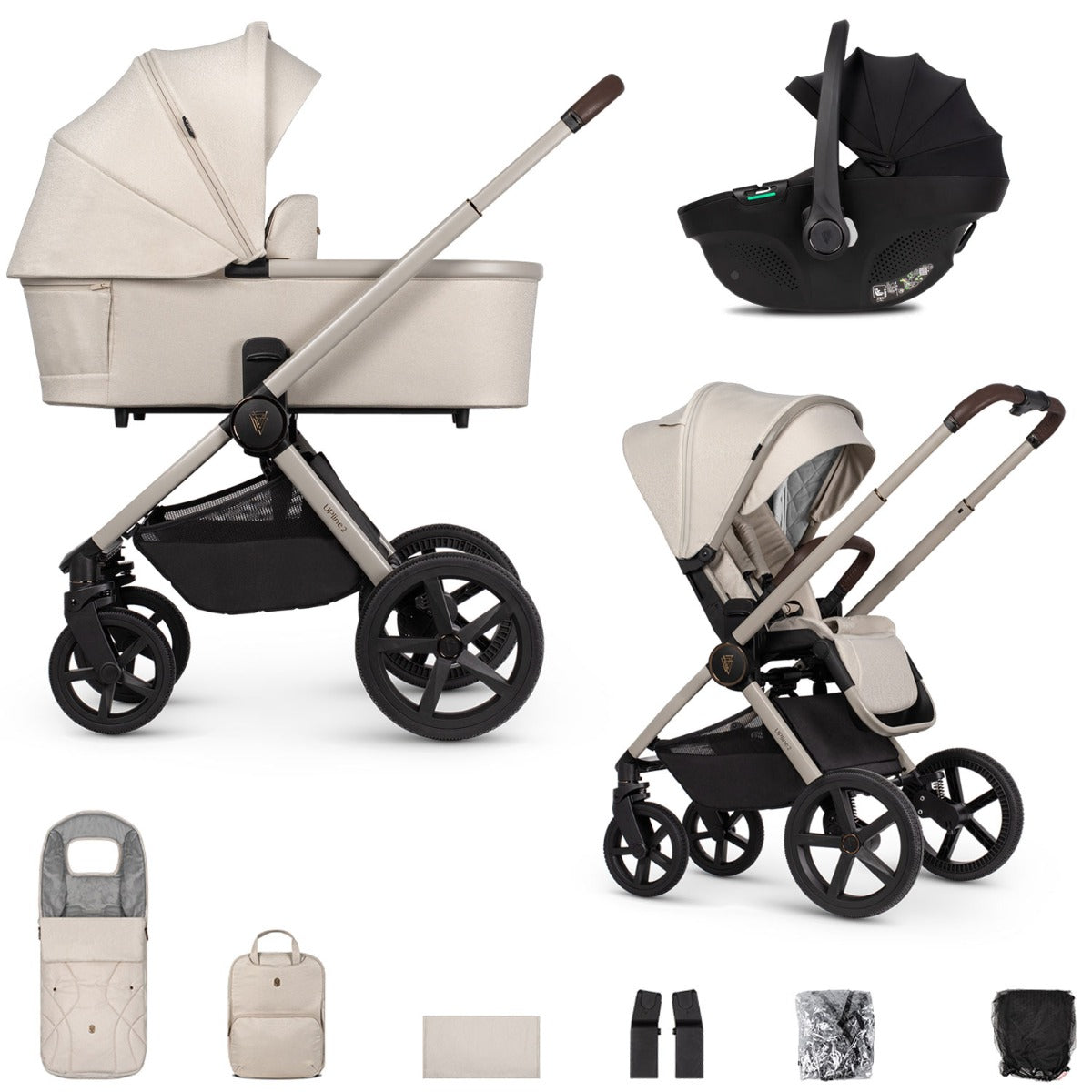 Venicci Upline 2 3-in-1 Tiago Travel System Bundle - Stone Beige