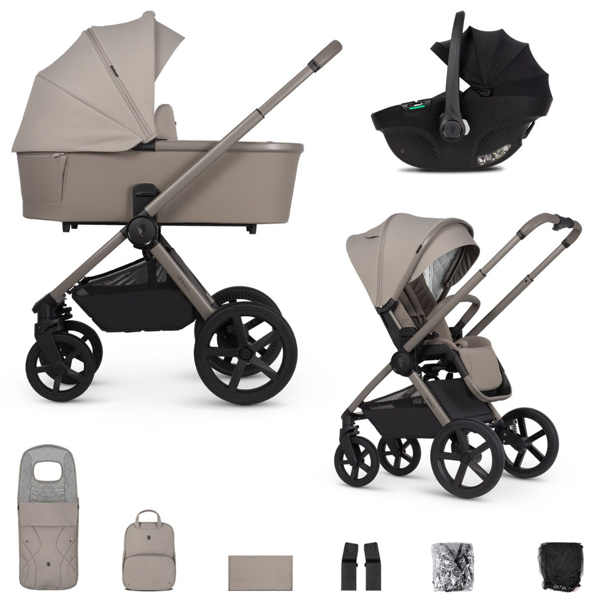 Venicci Upline 2 3-in-1 Tiago Travel System Bundle - Taupe