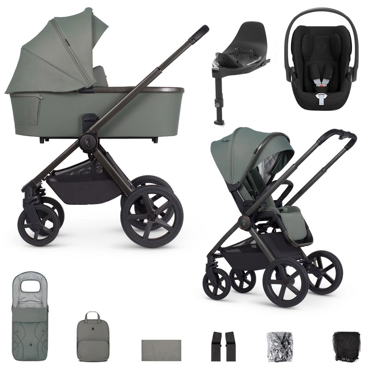 Venicci Upline 2 with Cybex Cloud T & Base Travel System Bundle - Aloe
