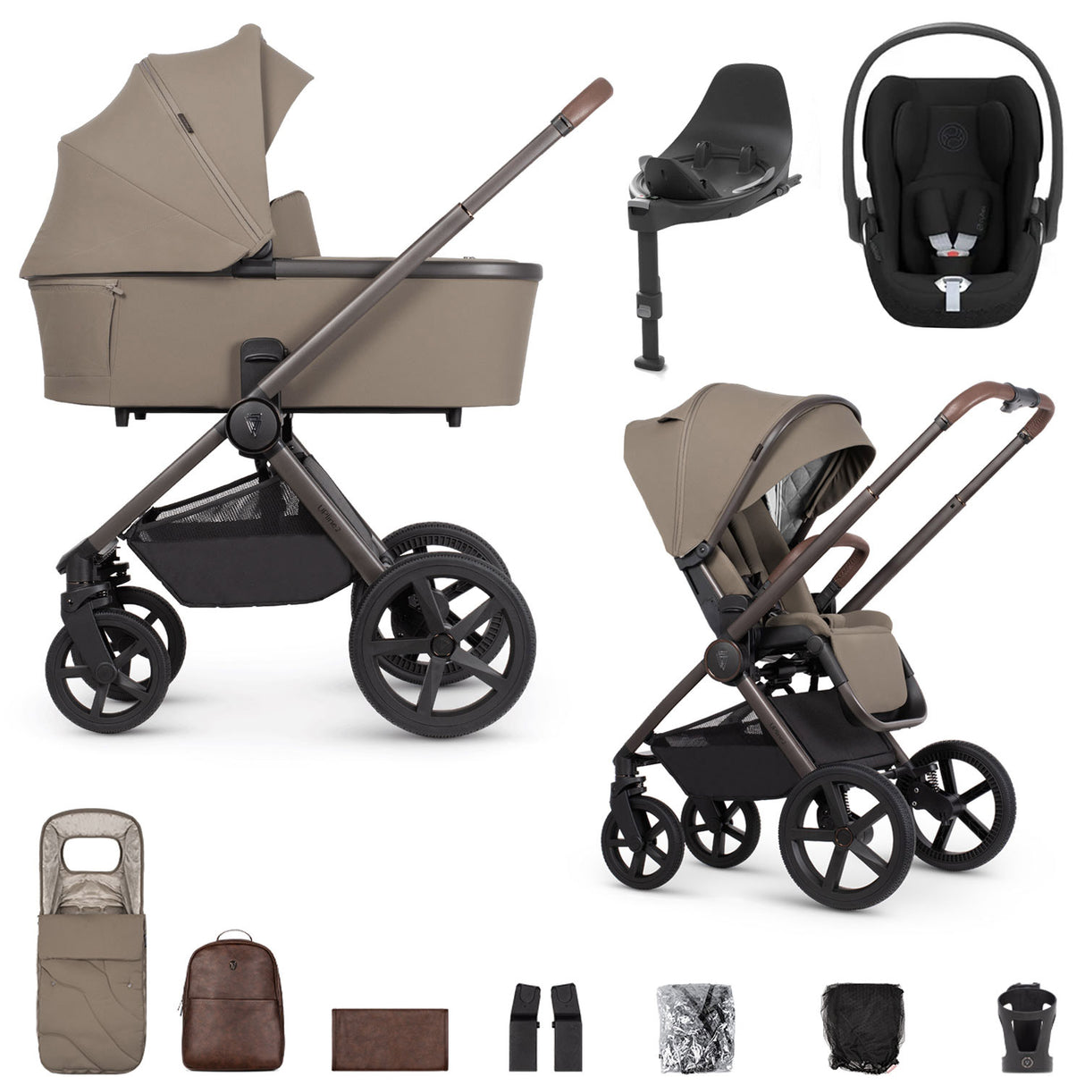 Venicci Upline 2 SE with Cybex Cloud T & Base Travel System Bundle - Powder