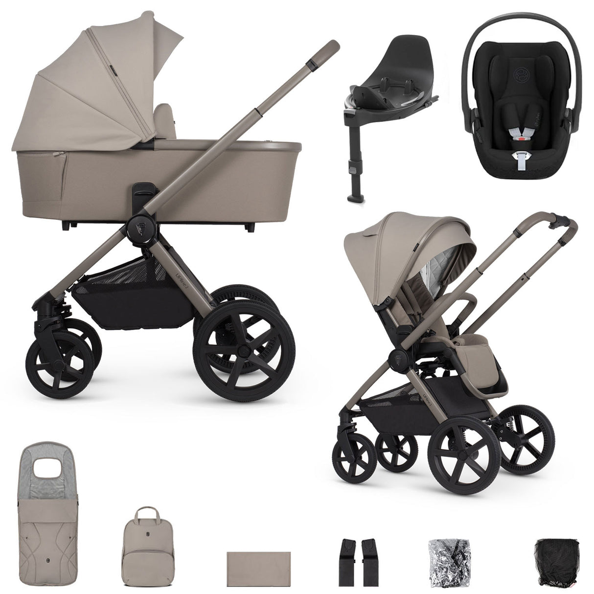 Venicci Upline 2 with Cybex Cloud T & Base Travel System Bundle - Taupe