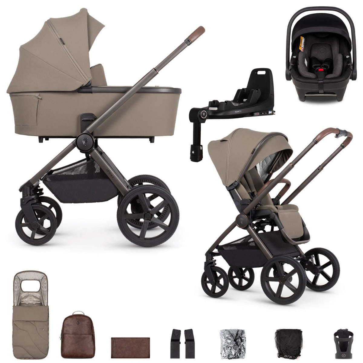 Venicci Upline 2 SE 3-in-1 Tiago + 360 Base Travel System Bundle - Powder