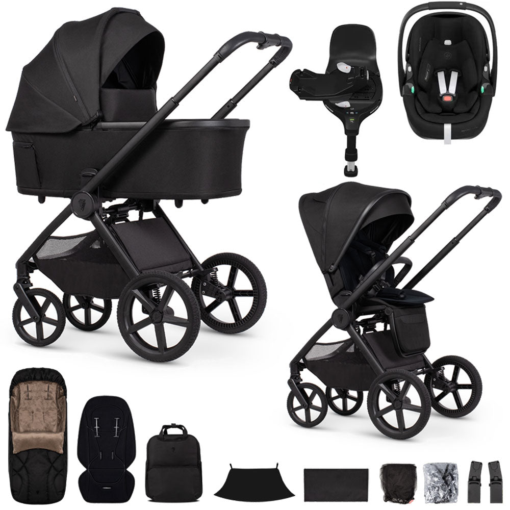 Venicci Upline 3 Luxury 4in1 Maxi-Cosi Pebble 360 Pro2 Car Seat & 360 Base Bundle - Onyx