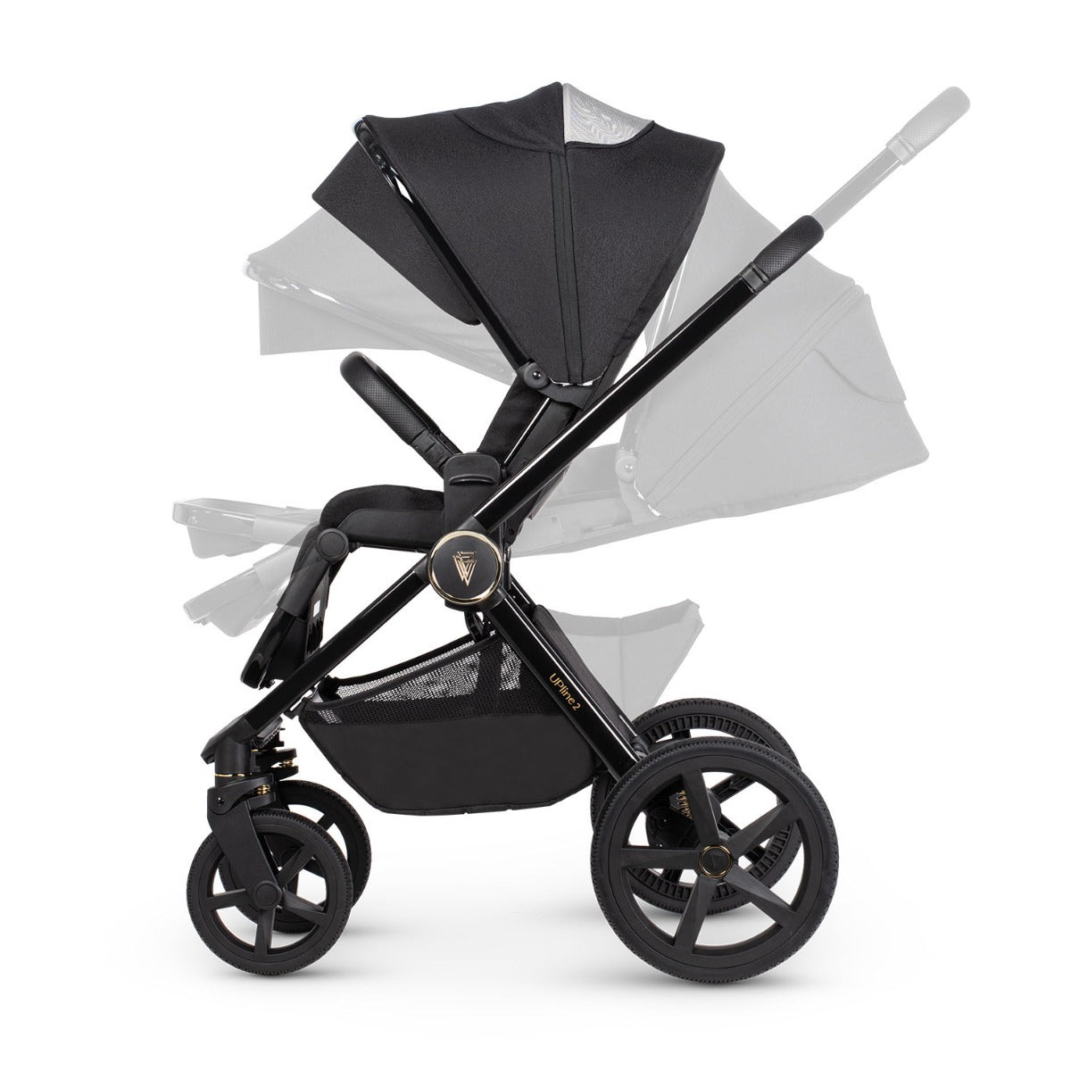 Venicci Upline 2 Pushchair & Carrycot 2-in-1 Bundle - All Black