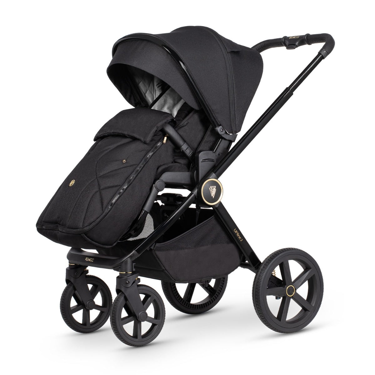 Venicci Upline 2 with Maxi-Cosi Cabriofix i-Size & Base Travel System Bundle - All Black