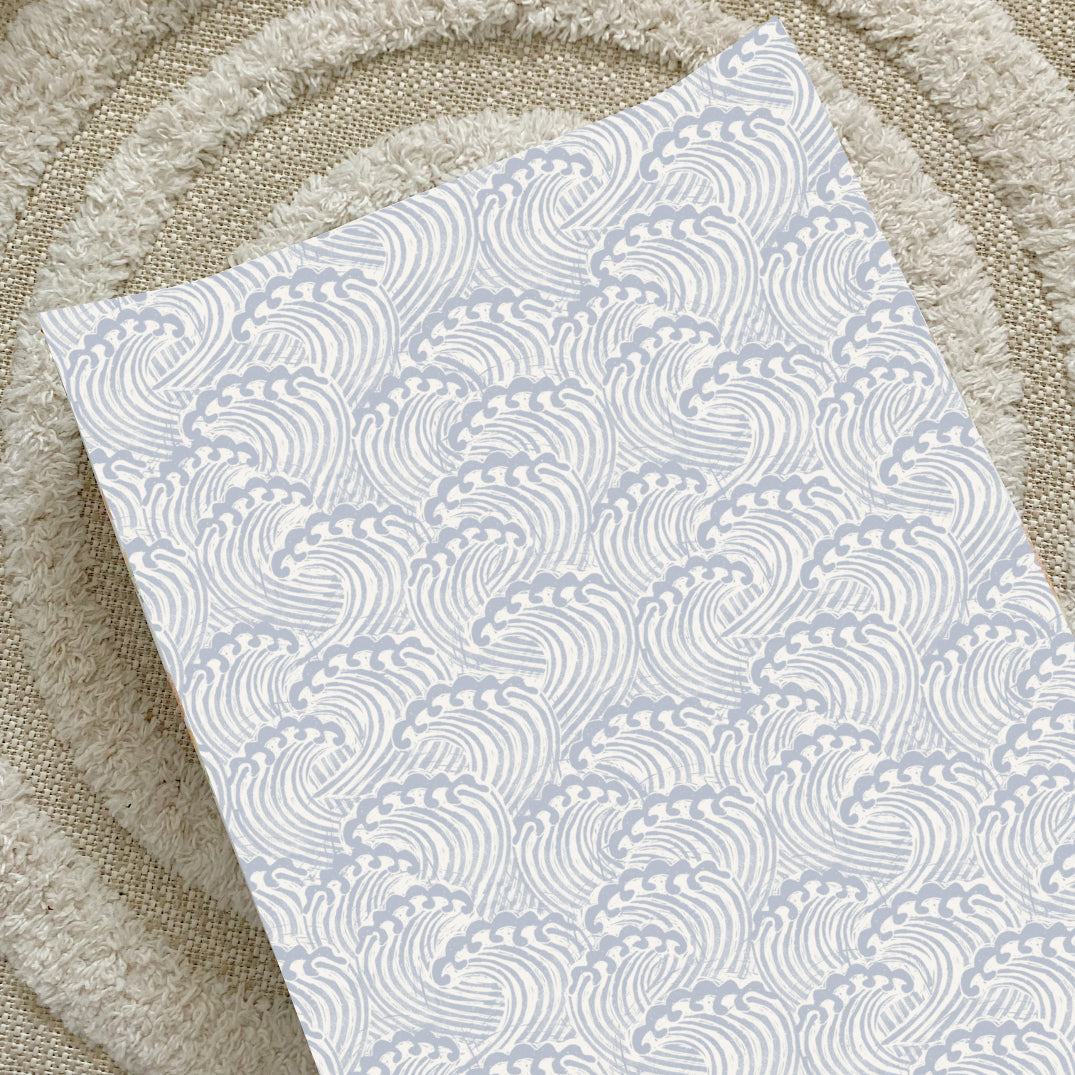Anti-Roll Wedge Changing Mat - Blue Ocean Waves Print