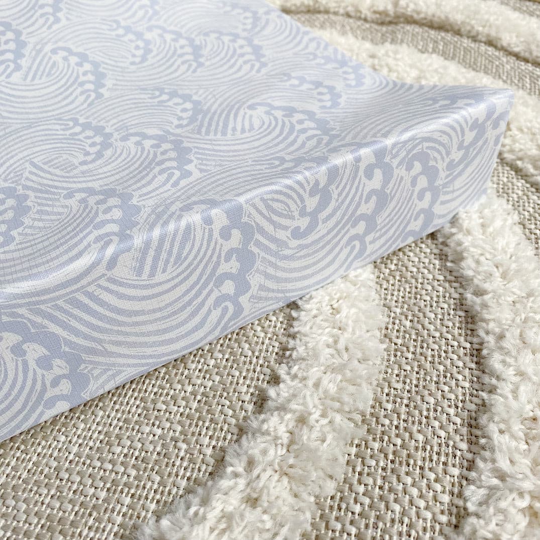 Anti-Roll Wedge Changing Mat - Blue Ocean Waves Print