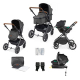 Ickle Bubba Cosmo All in One Stratus i-Size Travel System & Base - Black/Graphite Grey