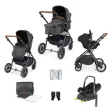 Ickle Bubba Cosmo 9 Piece Travel System with Maxi-Cosi CabrioFix i-Size Car Seat & Base - Black/Graphite Grey