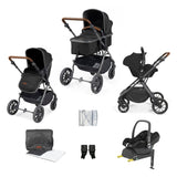 Ickle Bubba Cosmo 9 Piece Travel System with Maxi-Cosi CabrioFix i-Size Car Seat & Base - Gunmetal/Black