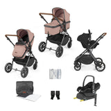 Ickle Bubba Cosmo 9 Piece Travel System with Maxi-Cosi CabrioFix i-Size Car Seat & Base - Gunmetal/Desert