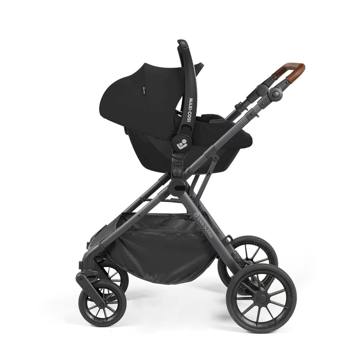 Ickle Bubba Cosmo 9 Piece Travel System with Maxi-Cosi CabrioFix i-Size Car Seat & Base - Gunmetal/Desert