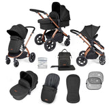 Ickle Bubba Stomp Luxe 9 Piece Pram Bundle - Bronze/Midnight/Black
