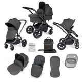 Ickle Bubba Stomp Luxe 9 Piece Pram Bundle - Black/Charcoal Grey/Black