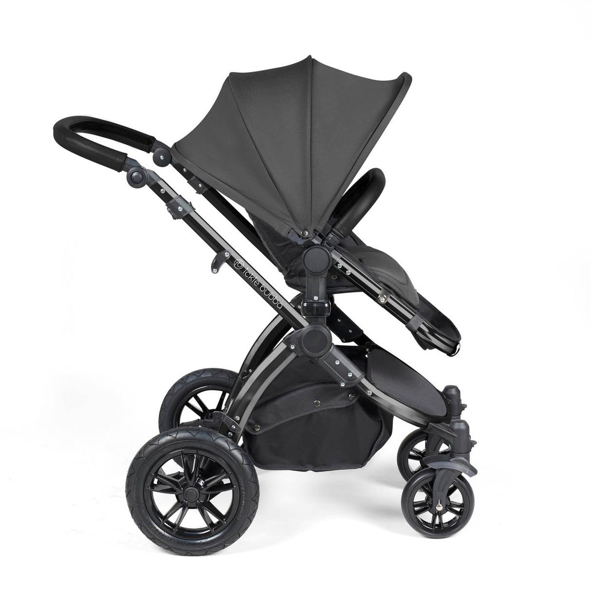 Ickle Bubba Stomp Luxe 9 Piece Pram Bundle - Black/Charcoal Grey/Black