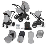 Ickle Bubba Stomp Luxe 9 Piece Pram Bundle - Black/Pearl Grey/Black