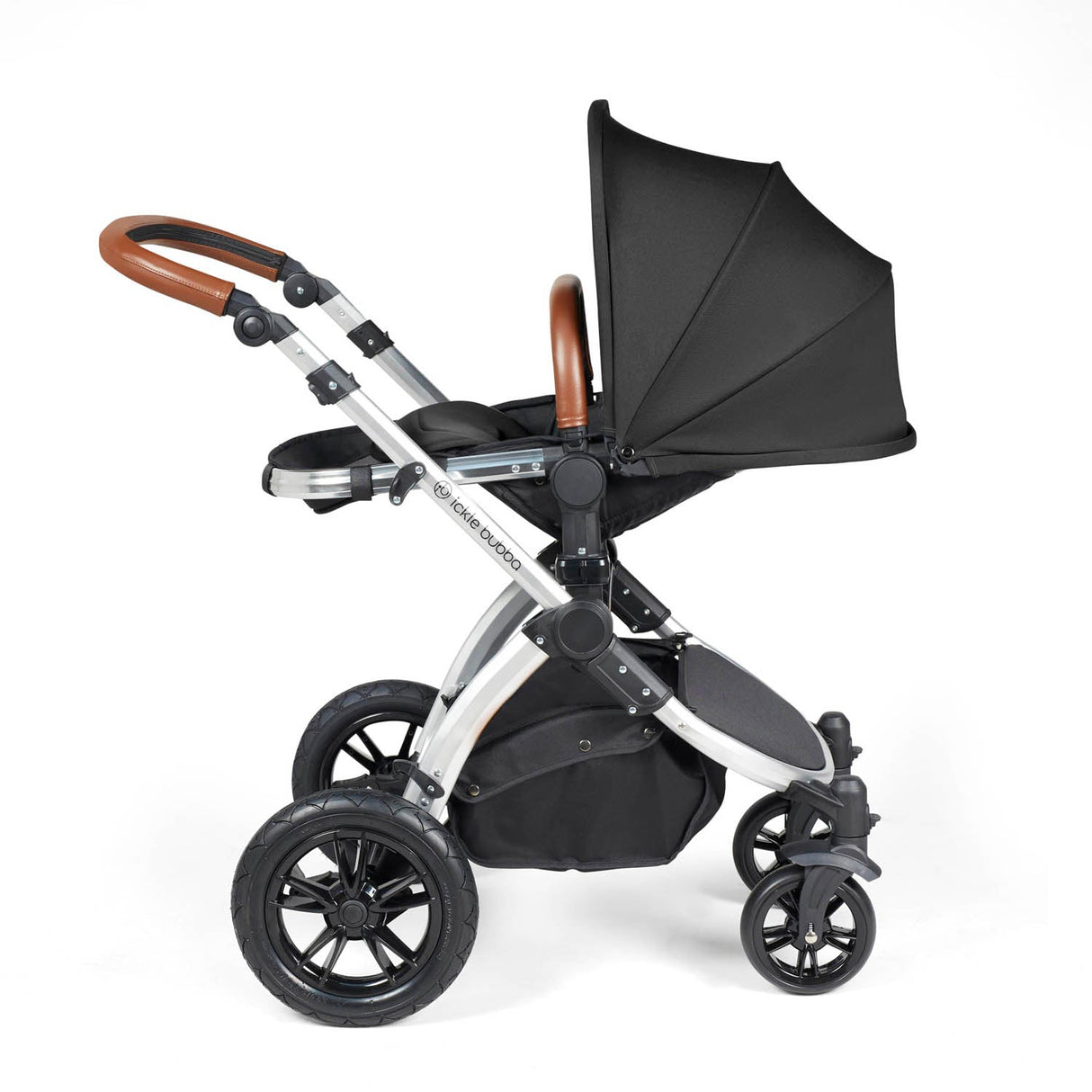 Ickle Bubba Stomp Luxe 9 Piece Pram Bundle - Silver/Midnight/Tan