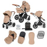 Ickle Bubba Stomp Luxe 9 Piece Pram Bundle - Silver/Desert/Tan