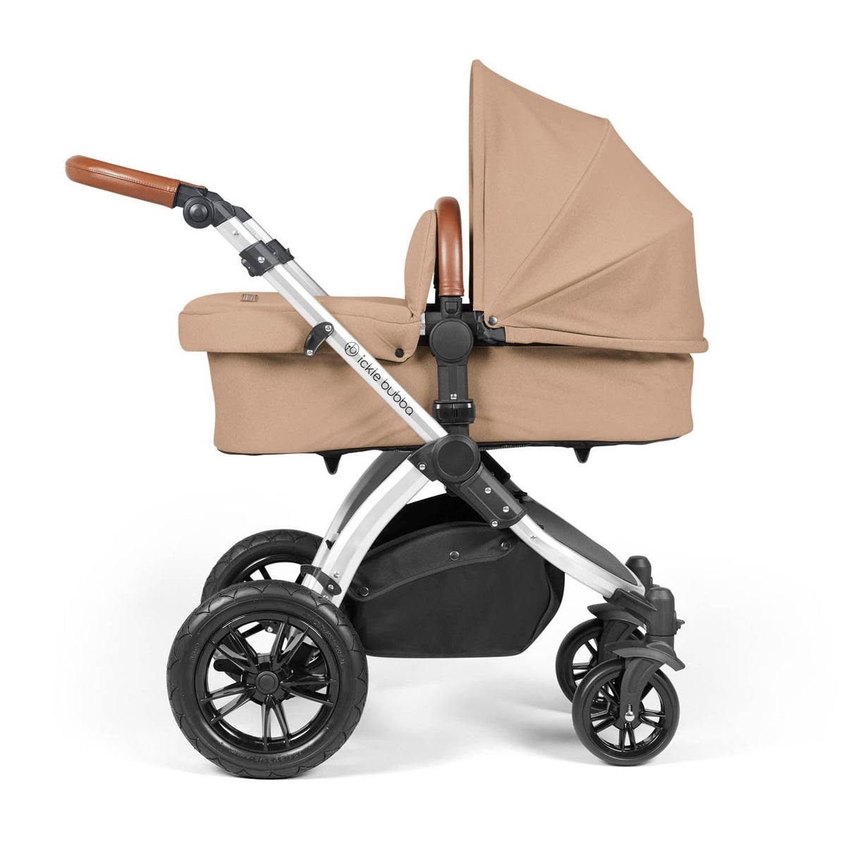 Ickle Bubba Stomp Luxe 9 Piece Pram Bundle - Silver/Desert/Tan