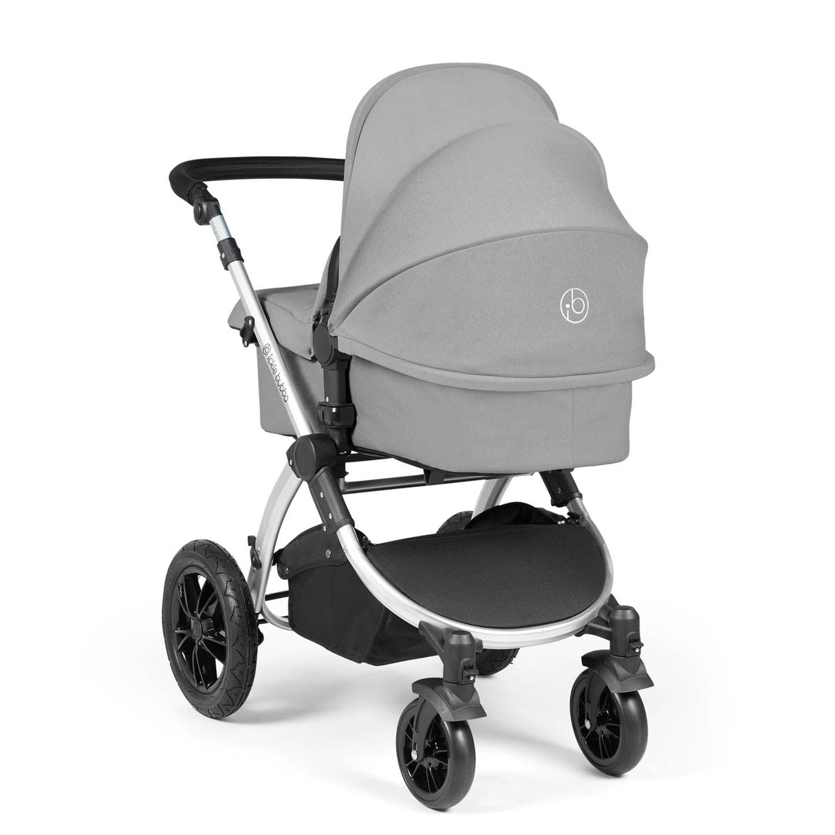 Ickle Bubba Stomp Luxe 9 Piece Pram Bundle - Silver/Pearl Grey/Black