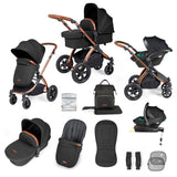 Ickle Bubba Stomp Luxe 12 Piece Travel System with i-Size Stratus Car Seat & Base - Bronze/Midnight/Tan