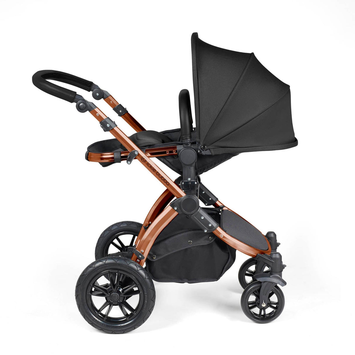 Ickle Bubba Stomp Luxe 12 Piece Travel System with i-Size Stratus Car Seat & Base - Bronze/Midnight/Black