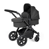 Ickle Bubba Stomp Luxe 12 Piece Travel System with i-Size Stratus Car Seat & Base - Black/Charcoal Grey/Black