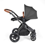 Ickle Bubba Stomp Luxe 12 Piece Travel System with i-Size Stratus Car Seat & Base - Black/Charcoal Grey/Tan