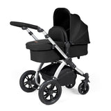 Ickle Bubba Stomp Luxe 12 Piece Travel System with i-Size Stratus Car Seat & Base - Silver/Midnight/Black
