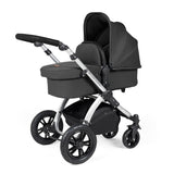 Ickle Bubba Stomp Luxe 12 Piece Travel System with i-Size Stratus Car Seat & Base - Silver/Charcoal Grey/Black