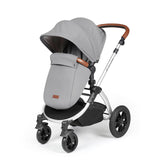 Ickle Bubba Stomp Luxe 12 Piece Travel System with i-Size Stratus Car Seat & Base - Silver/Pearl Grey/Tan
