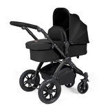 Ickle Bubba Stomp Luxe 12 Piece Travel System with i-Size Nimbus Car Seat & Spin Base - Black/Midnight/Black
