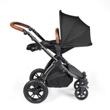 Ickle Bubba Stomp Luxe 12 Piece Travel System with i-Size Nimbus Car Seat & Spin Base - Black/Midnight/Tan