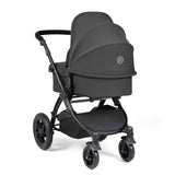 Ickle Bubba Stomp Luxe 12 Piece Travel System with i-Size Nimbus Car Seat & Spin Base - Black/Charcoal Grey/Black