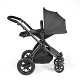 Ickle Bubba Stomp Luxe 12 Piece Travel System with i-Size Nimbus Car Seat & Spin Base - Black/Charcoal Grey/Black