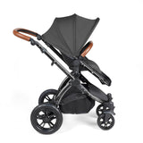 Ickle Bubba Stomp Luxe 12 Piece Travel System with i-Size Nimbus Car Seat & Spin Base - Black/Charcoal Grey/Tan