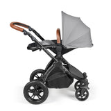 Ickle Bubba Stomp Luxe 12 Piece Travel System with i-Size Nimbus Car Seat & Spin Base - Black/Pearl Grey/Tan
