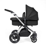 Ickle Bubba Stomp Luxe 12 Piece Travel System with i-Size Nimbus Car Seat & Spin Base - Silver/Midnight/Black