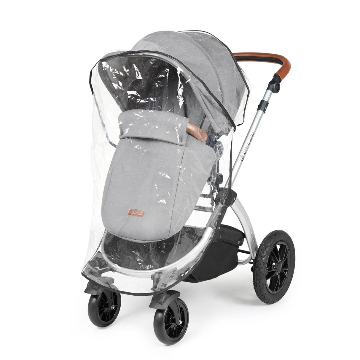 Ickle Bubba Stomp Luxe 12 Piece Travel System with i-Size Nimbus Car Seat & Spin Base - Silver/Pearl Grey/Tan