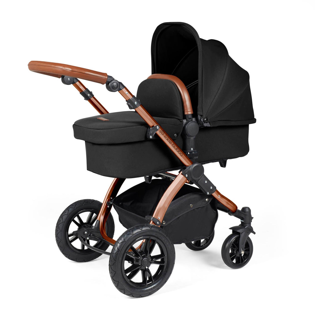 Ickle Bubba Stomp Luxe 12 Piece Travel System with Maxi-Cosi Cabriofix i-Size & Base - Bronze/Midnight/Tan